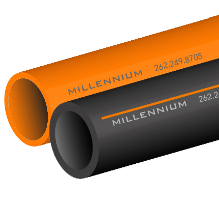2.00″ HDPE, SDR 13.5, 2-Way Parallel, Orange/Black w/ Orange, Stripe Co-Extruded, Empty